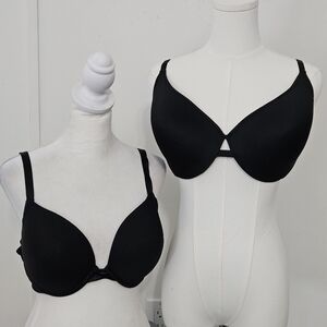 Natori 36DD & Unbranded 38DD Black Adjustable Bra Set Pair